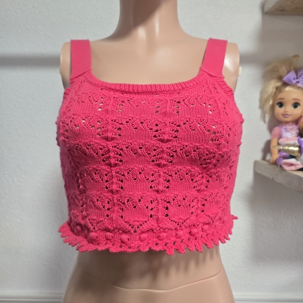 Pink Crochet Lace Women Top